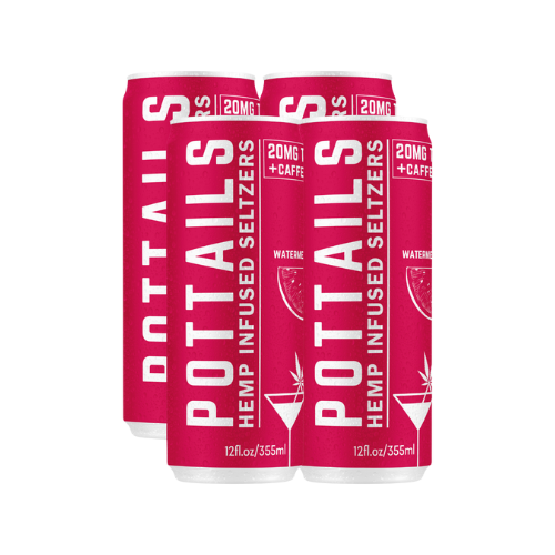 POTAILS WATERMELON THC INFUSED SELTZER + CAFFEINE 20MG HEMP DERIVED THC