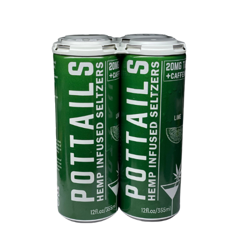 POTAILS LIME THC INFUSED SELTZER + CAFFEINE 20MG HEMP DERIVED THC